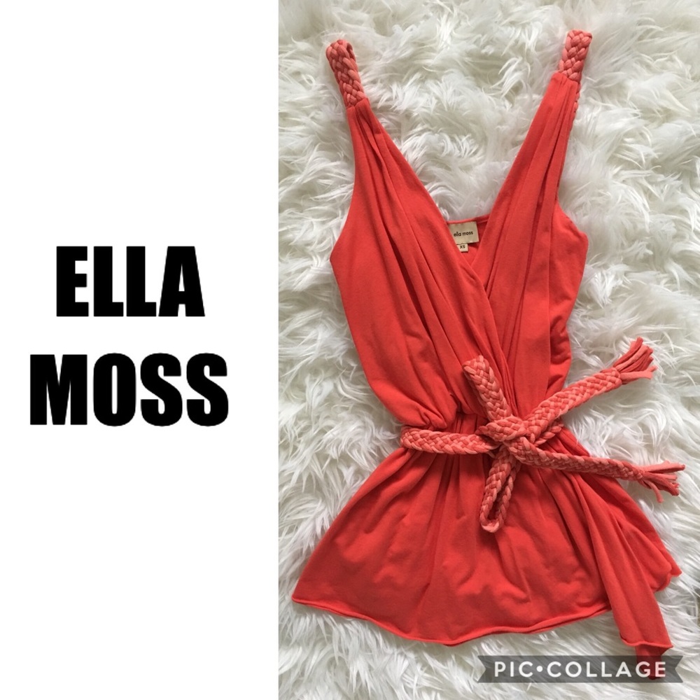 Ella Moss Coral Braided Strap & Belted Top XS
